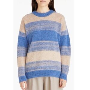 Madewell Space Dye Striped Otis Pullover Sweater Blue Cream